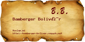 Bamberger Bolivár névjegykártya